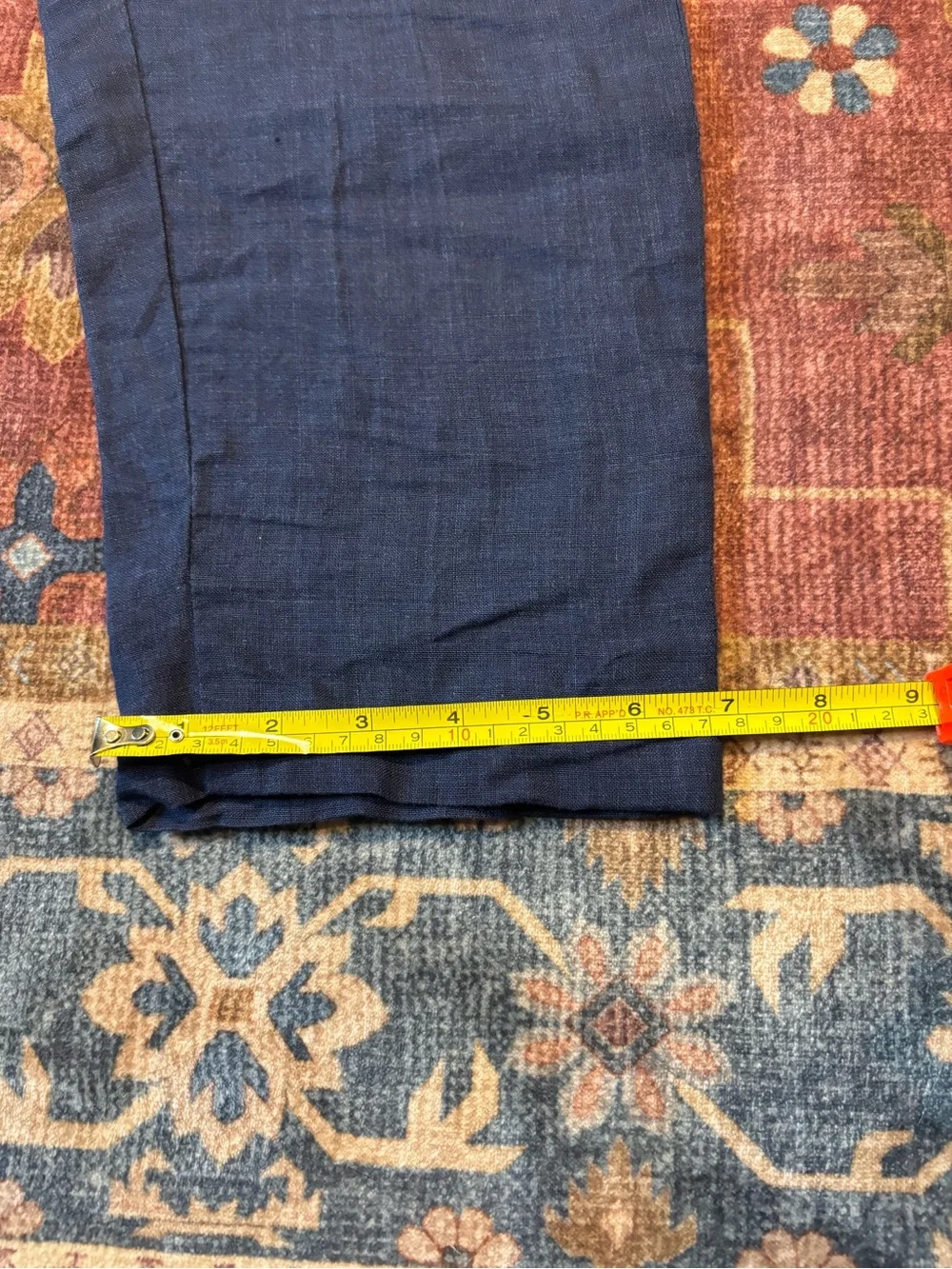 Haspel Pants Mens 34x27 100% Linen Blue Straight Leg Casual Pants Baggy